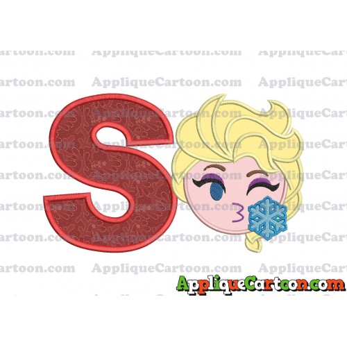 Elsa Emoji Applique Embroidery Design With Alphabet S