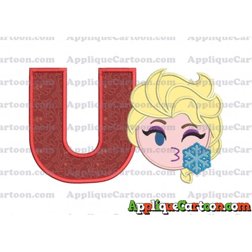 Elsa Emoji Applique Embroidery Design With Alphabet U