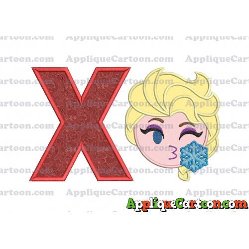 Elsa Emoji Applique Embroidery Design With Alphabet X