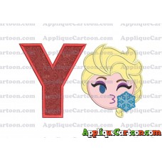 Elsa Emoji Applique Embroidery Design With Alphabet Y