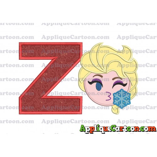 Elsa Emoji Applique Embroidery Design With Alphabet Z