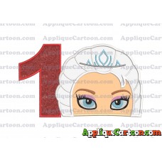 Elsa Frozen Head Applique Embroidery Design Birthday Number 1