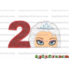 Elsa Frozen Head Applique Embroidery Design Birthday Number 2