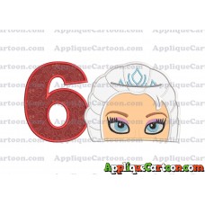 Elsa Frozen Head Applique Embroidery Design Birthday Number 6
