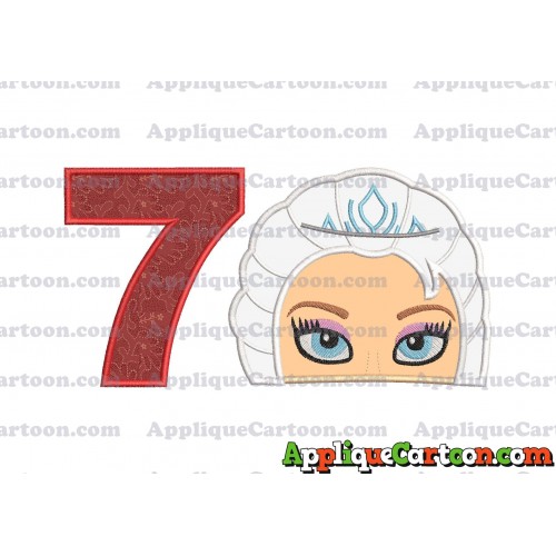 Elsa Frozen Head Applique Embroidery Design Birthday Number 7