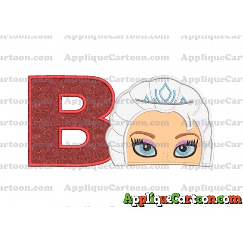 Elsa Frozen Head Applique Embroidery Design With Alphabet B
