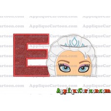 Elsa Frozen Head Applique Embroidery Design With Alphabet E