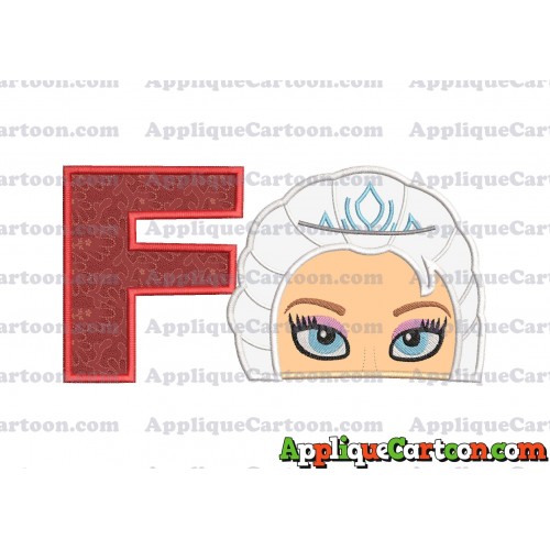 Elsa Frozen Head Applique Embroidery Design With Alphabet F