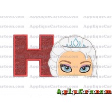 Elsa Frozen Head Applique Embroidery Design With Alphabet H