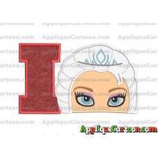 Elsa Frozen Head Applique Embroidery Design With Alphabet I