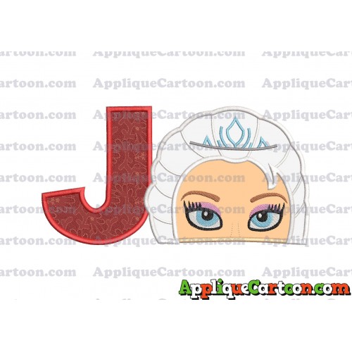 Elsa Frozen Head Applique Embroidery Design With Alphabet J