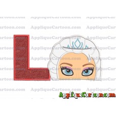 Elsa Frozen Head Applique Embroidery Design With Alphabet L