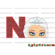 Elsa Frozen Head Applique Embroidery Design With Alphabet N