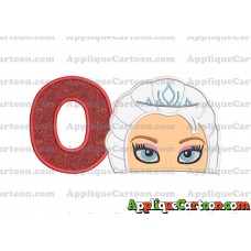 Elsa Frozen Head Applique Embroidery Design With Alphabet O
