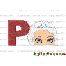 Elsa Frozen Head Applique Embroidery Design With Alphabet P