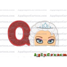 Elsa Frozen Head Applique Embroidery Design With Alphabet Q