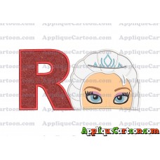 Elsa Frozen Head Applique Embroidery Design With Alphabet R