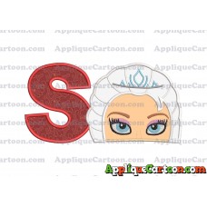 Elsa Frozen Head Applique Embroidery Design With Alphabet S
