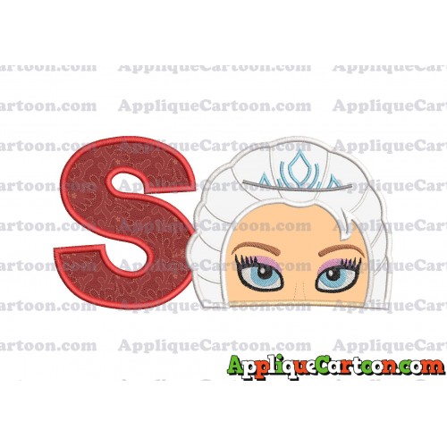 Elsa Frozen Head Applique Embroidery Design With Alphabet S