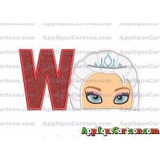 Elsa Frozen Head Applique Embroidery Design With Alphabet W