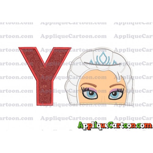 Elsa Frozen Head Applique Embroidery Design With Alphabet Y