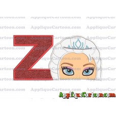 Elsa Frozen Head Applique Embroidery Design With Alphabet Z