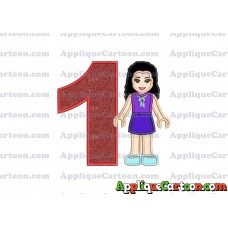 Emma Lego Friends Applique Embroidery Design Birthday Number 1