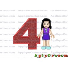 Emma Lego Friends Applique Embroidery Design Birthday Number 4