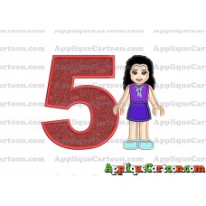 Emma Lego Friends Applique Embroidery Design Birthday Number 5