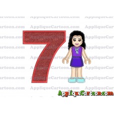Emma Lego Friends Applique Embroidery Design Birthday Number 7