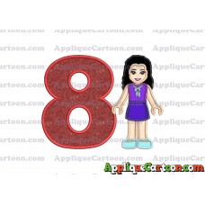 Emma Lego Friends Applique Embroidery Design Birthday Number 8