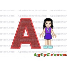 Emma Lego Friends Applique Embroidery Design With Alphabet A