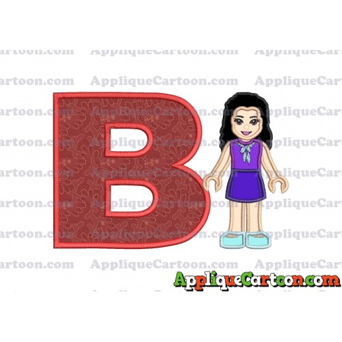Emma Lego Friends Applique Embroidery Design With Alphabet B