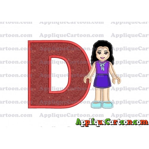 Emma Lego Friends Applique Embroidery Design With Alphabet D