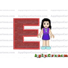Emma Lego Friends Applique Embroidery Design With Alphabet E