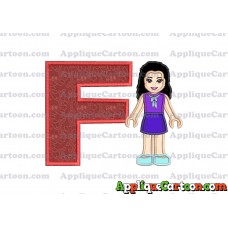 Emma Lego Friends Applique Embroidery Design With Alphabet F