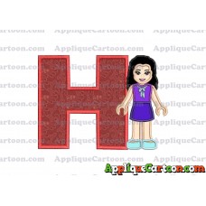 Emma Lego Friends Applique Embroidery Design With Alphabet H
