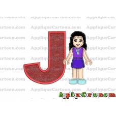 Emma Lego Friends Applique Embroidery Design With Alphabet J