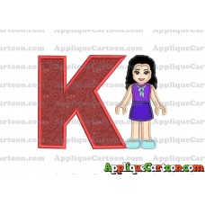Emma Lego Friends Applique Embroidery Design With Alphabet K