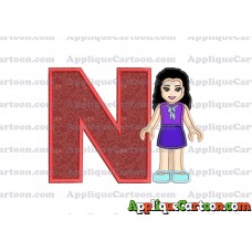 Emma Lego Friends Applique Embroidery Design With Alphabet N