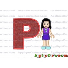 Emma Lego Friends Applique Embroidery Design With Alphabet P