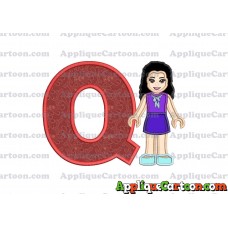 Emma Lego Friends Applique Embroidery Design With Alphabet Q