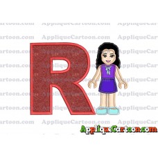 Emma Lego Friends Applique Embroidery Design With Alphabet R