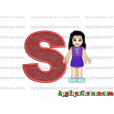 Emma Lego Friends Applique Embroidery Design With Alphabet S