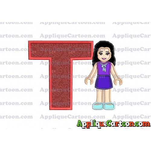 Emma Lego Friends Applique Embroidery Design With Alphabet T