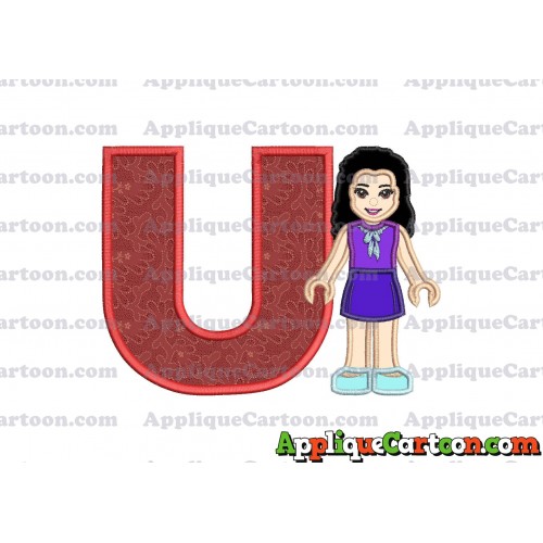 Emma Lego Friends Applique Embroidery Design With Alphabet U