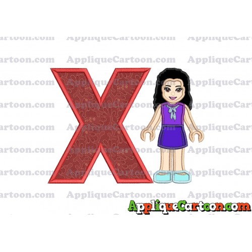 Emma Lego Friends Applique Embroidery Design With Alphabet X