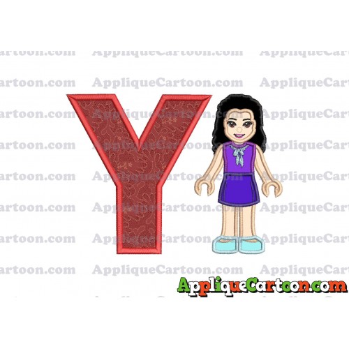Emma Lego Friends Applique Embroidery Design With Alphabet Y