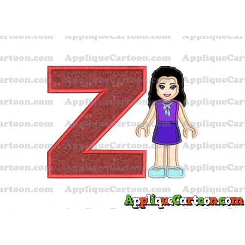 Emma Lego Friends Applique Embroidery Design With Alphabet Z