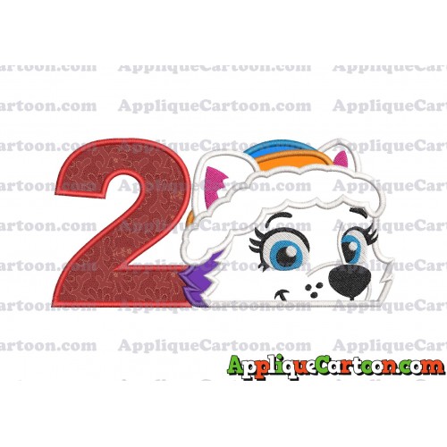Everest Paw Patrol Head Applique 01 Embroidery Design Birthday Number 2